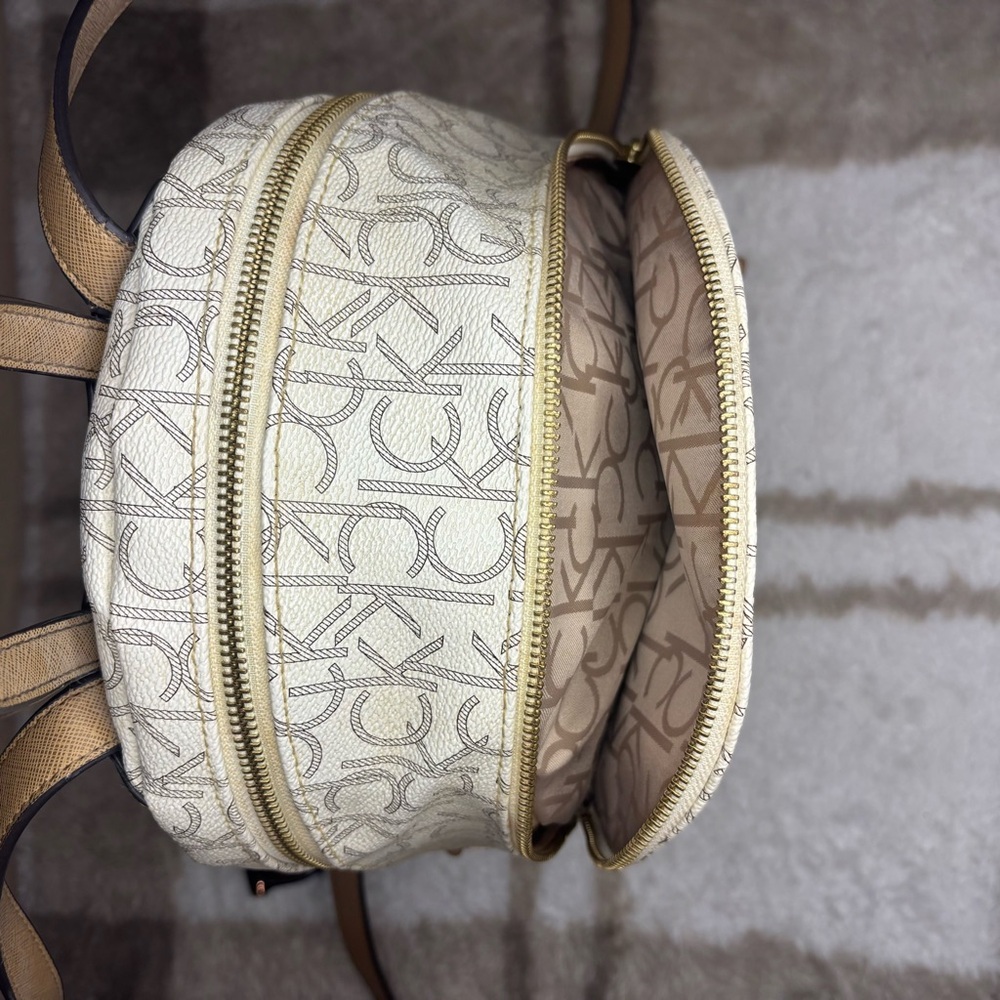 Calvin Klein Beige Monogram Backpack - Picture 4 of 7